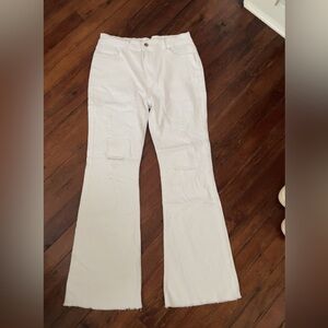 White Distressed Flare Jeans